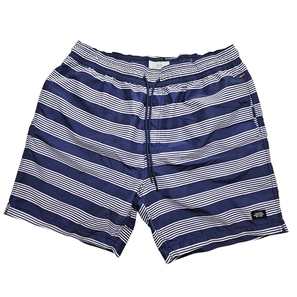 Jack‎ Spade Warren Street Mens XL Navy Blue White Striped Swim Trunks Shorts *
